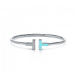Turquoise and Diamond Coil Bracelet